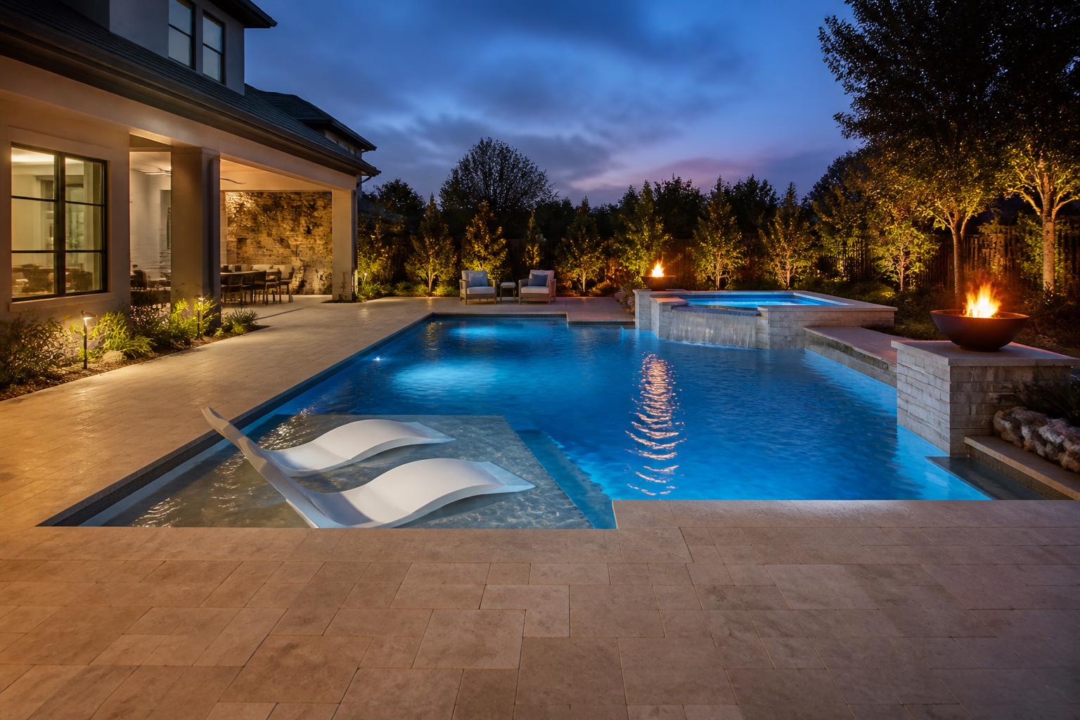 3D rendering of a custom gunite pool design